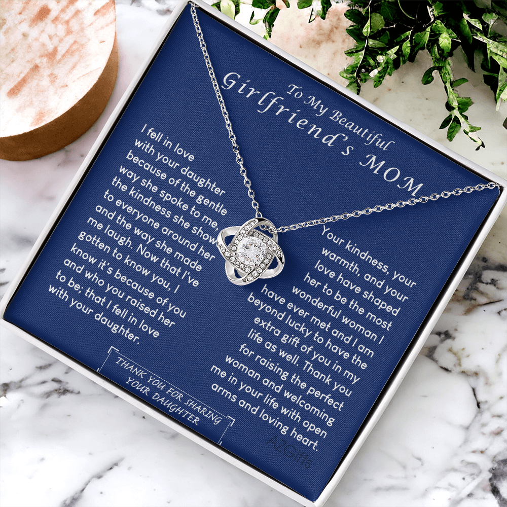 To My Girlfriend's Mom Necklace, Beautiful Girlfriend's Mom Necklace From Daughter Girlfriend's Mom Love Knot Necklace Gift Necklace For Girlfriend's Mom From Daughter Girlfriend's Mom Gift Necklace