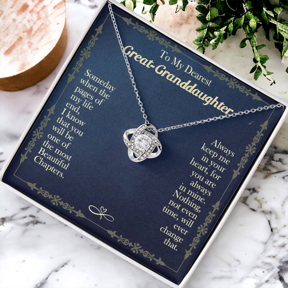 Granddaughter Gifts Necklacce from Grandma - To My Dearest Great Granddaughter Love Knot Necklace from Grandma Jewelry Gift for Girls, Granddaughter Pendant Necklaces gifts Birthday Graduation Gift