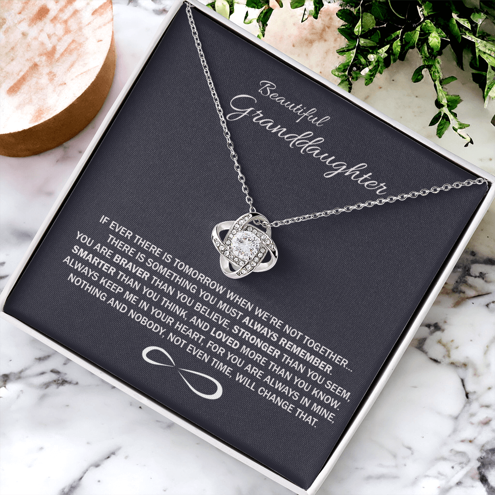 To My Beatiful Granddaughter Love Knot Necklace From Grandma - Granddaughter Gift Necklace, Pendant Keepsake Gifts For Granddaughter, Jewelry Gift For Girls On Birthday, Graduation Gift, Christmas