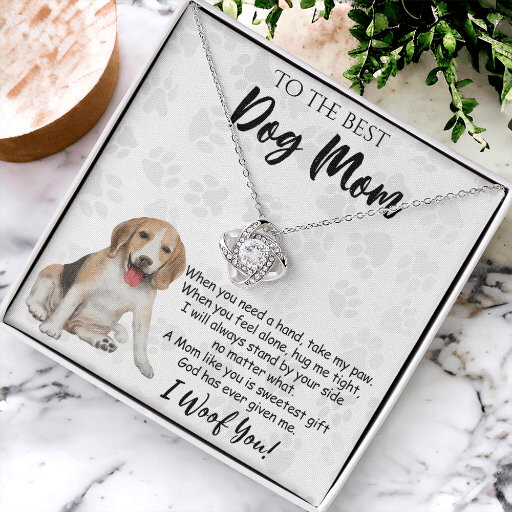 To The Best Dog Mom Knot Lnot Necklace From Daughter Mother's Day Necklace Gift, A Mom Like Beagle Gift Necklace And Message Card Jewelry Gift For Women, Dog Lovers, Beagle Dog Mom Necklace