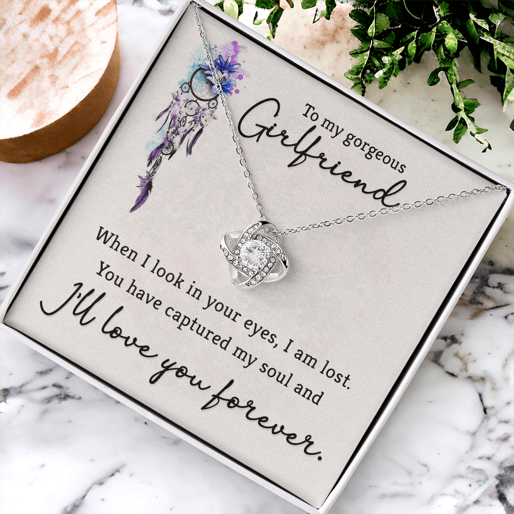 Love Knot Necklace Gift For Her, To My Gorgeous Girlfriend Necklace Gift On Xmas