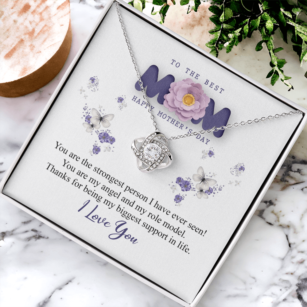 To The Best Mom Necklace From Daughter, Happy Mothers Day Necklace Gift For Mom, Mother And Daughter Love Knot Necklace Gift On Mother's Day Anniversary, Birthday Gift Christmas, Jewelry For Women