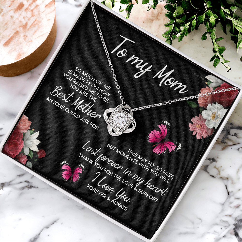 Mom Gift Necklace, To My Mom Necklace From Daughter, Love Knot Necklace Gift For Mom, Happy Mother's Day Necklace Gift Forever And Always Pendant Gift For Mom, Jewelry Gift For Women, Mom Butterfly