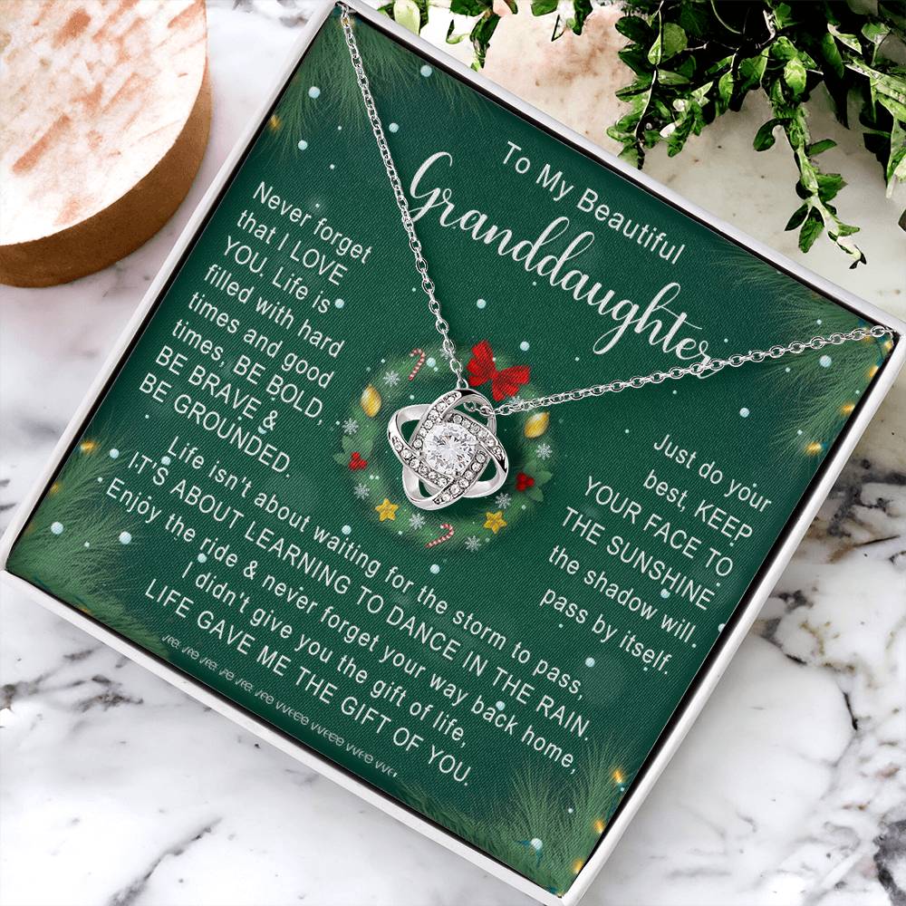 To My Granddaughter Necklace, Christmas Gift For Granddaughter From Nana Jewelry Gift For Girls, Granddaughter And Grandma Necklace, Love Knot Necklace Gift For Granddaughter