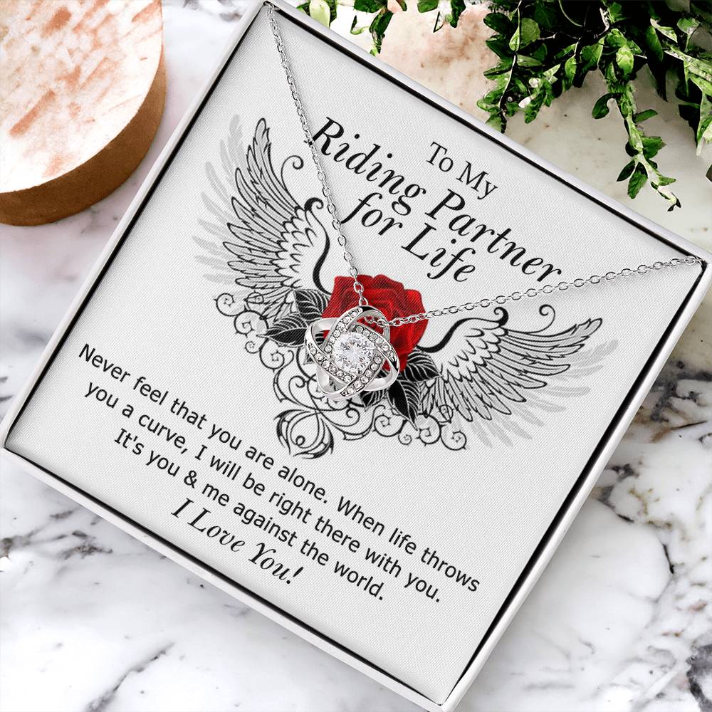 To My Riding Partner for Life Love Knot Necklace, Gift Necklace For Girlfriend, Gift Necklace To My Wife, Soulmate Gift Necklace For Her Luxury Jewelry Necklaces Gift On Birthday, Xmas, Anniversary