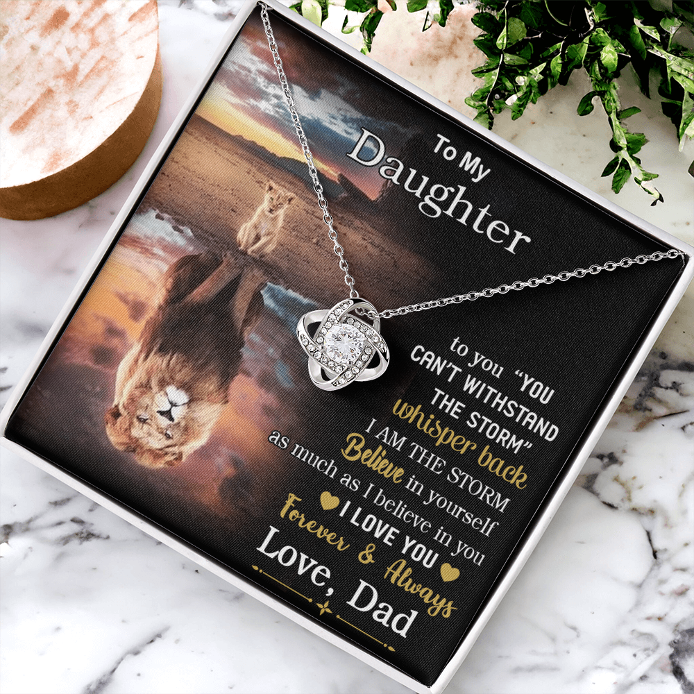 To My Beautiful Daughter Love Knot Necklace From Dad Necklace For Lion Daughters Necklaces With Love Knot Daughter Love Mother Gift A Necklaces Beautiful Jewelry Gift For Girls Little Girl Necklace