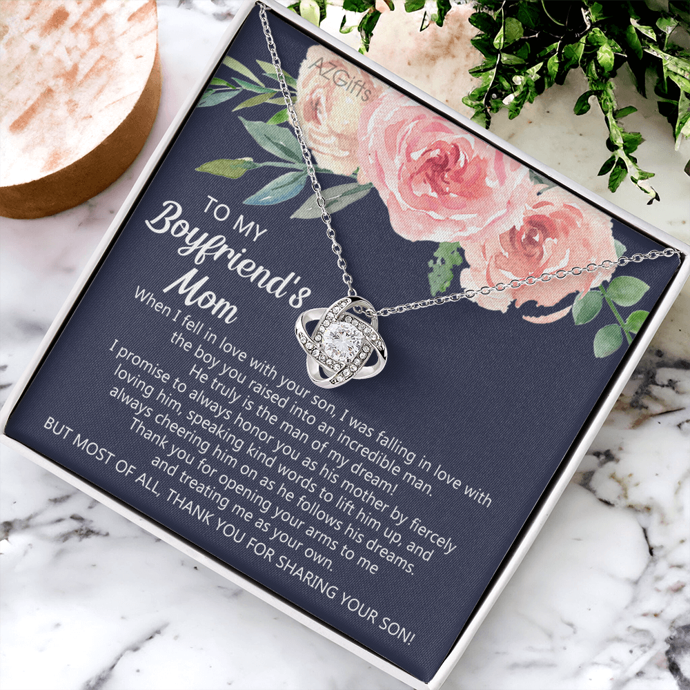 To My Boyfriend's Mom Necklace From Girlfriend, Gifts for Boyfriend's Mom Necklace, My Boyfriends Mom Love Knot Necklace From Man, Necklace On Mother's Day, Anniversary, Birthday Gifts, Christmas