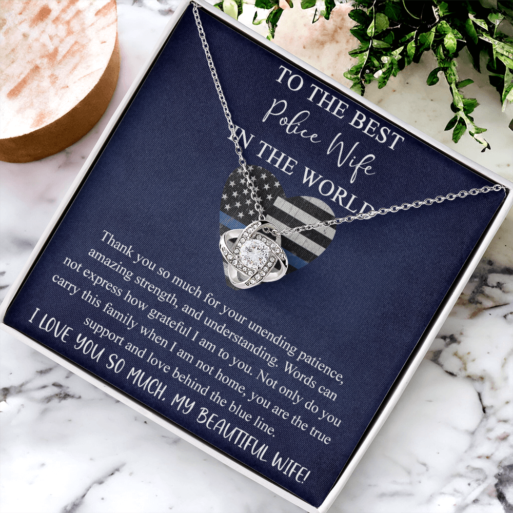 Police Wife Gift Necklace, To The Best Police Wife Love Knot Necklace Gift From Husband, Wife of Police Officer Gift Necklace, Love Knots Pendant Gift For Wife, Soulmate, Police Wife Gift Pendant