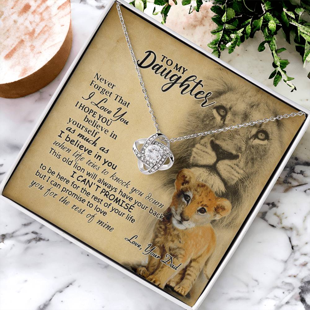 Daughter Gifts Necklace from Lion Dad to Daughter, Father Daughter Necklace, To My Daughter Lion Love Knot Necklace Gift Dad And Daughter Necklace Gift on Birthday Gift Anniversary Graduation Gift
