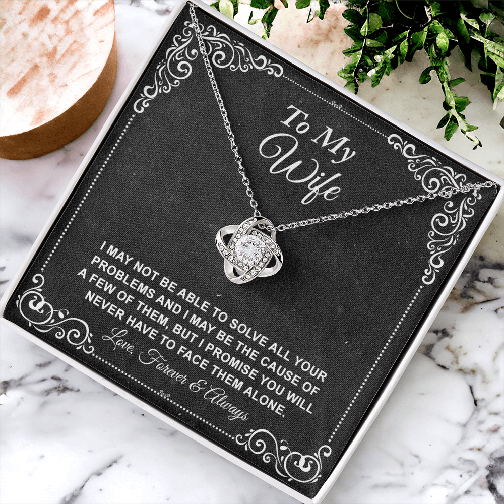 To My Wife Necklace From Husband, Love Knot Necklace Gift For Wife Husband To Wife Knot Pendant For Wife Jewelry Gift For Women, Wife Gift Necklace Soulmate Gift Pendant Forever And Always Necklace