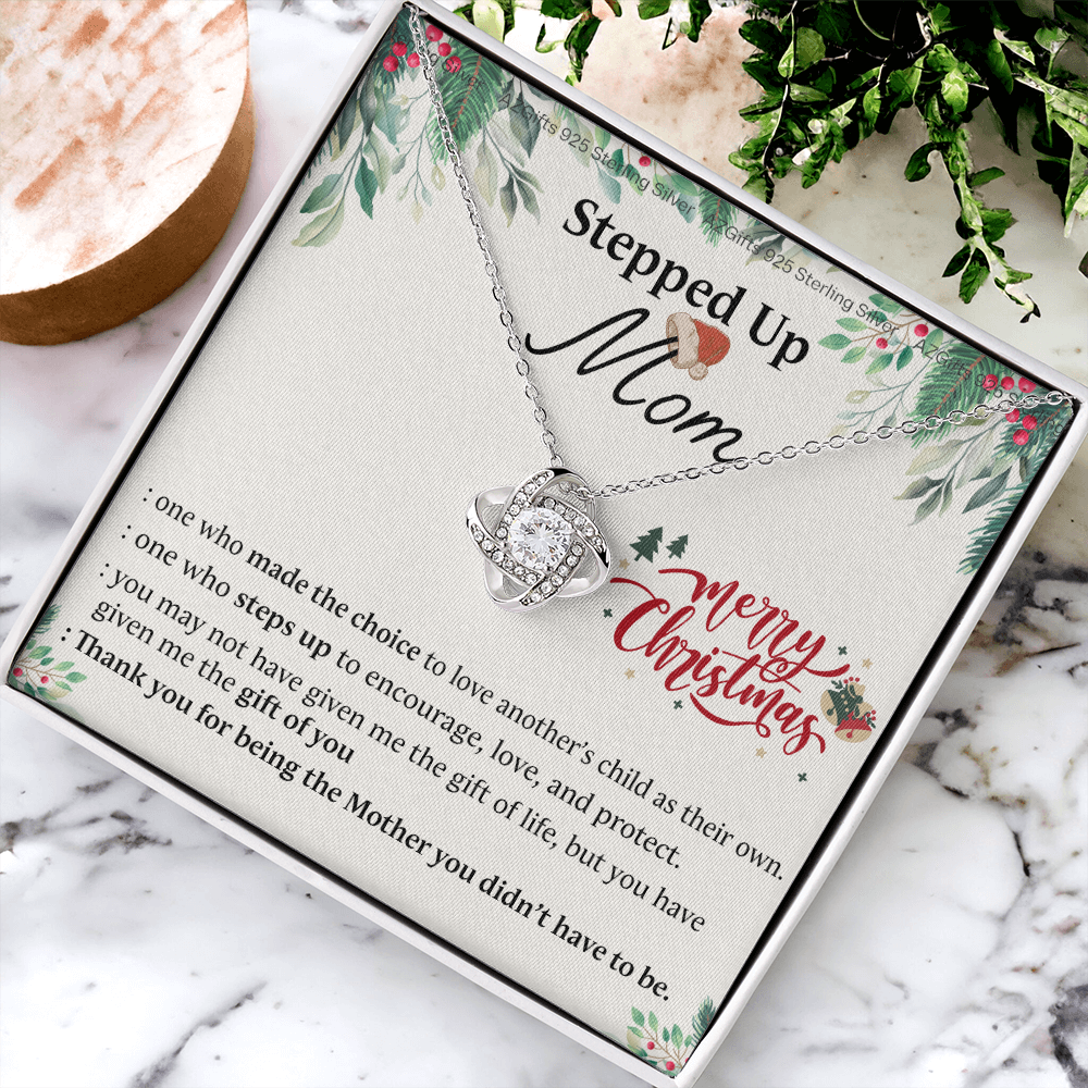 Inspirational StepMom Gifts Necklace Stepped Up Mom Necklace Gift On Christmas Birthday Bonus Mom Gift Necklace To My Stepped Up Mom Necklace From Daughter Son Merry Christmas Necklace Gift For Mom