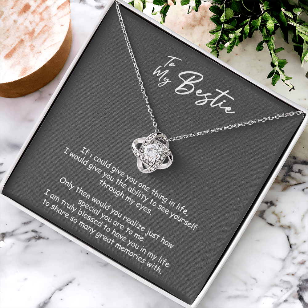 To My Badass Bestie Necklace From Men, Boyfriend, Besttie Gift Necklace, Bestie Wedding Gift Love Knot Pendant, Bridesmaid Gift for Badass Bestie Love Knot Necklace On Valentine's, Anniversary