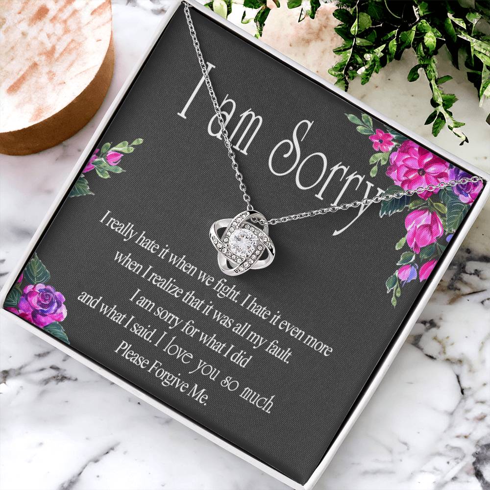 Wife Necklace From Husband I Am Sorry Love Knot Necklace Gift For Wife Husband To Wife Jewelry Gift For Women Wife Gift Necklace Soulmate Gift Necklace Sorry Gift Necklace I Am Sorry Gift Pendant