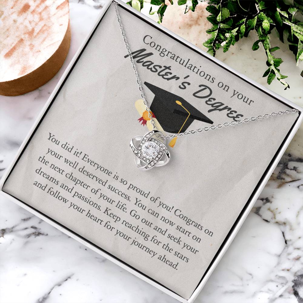 Masters Degree Gift Necklace, Graduation Necklace Gift For Her, Masters Graduation Gift, Sentimental Gift Necklace On PhD Graduation MA MBA Graduate Gift Graduating Class of 2025 Graduation Gift Love Knot Necklace 6323