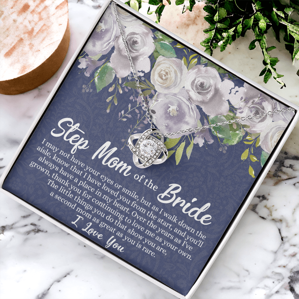 Mom Of The Bride Gift Necklace, To My Step Mom Love Knot Necklace From Daughter, Step Mom Gift Necklace - Second Mom Gift Necklace, Jewelry Gift For Women, Daughter To Step Mom Of The Bride Necklace