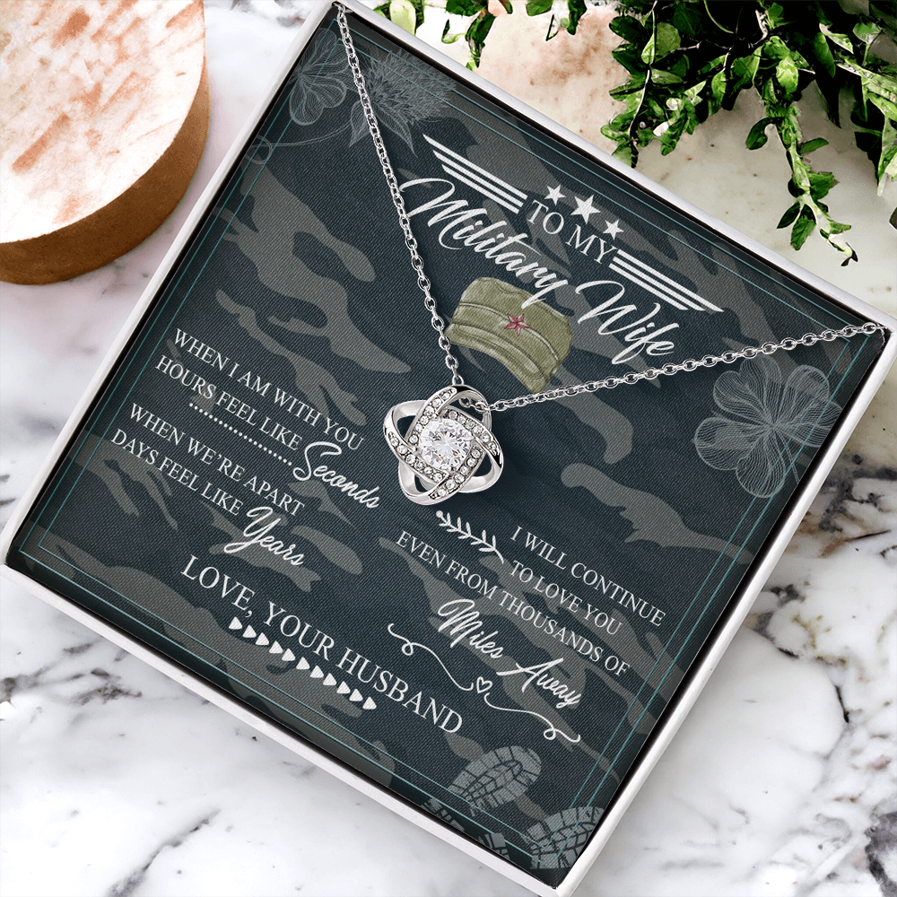 Military Wife Gift Necklace, Husband And Wife Love Knot Necklace, To My Military Wife Necklace From Husband - Veteran Necklace Gift For Wife, Jewelry Gift For Women, Soulmate Gift Necklace
