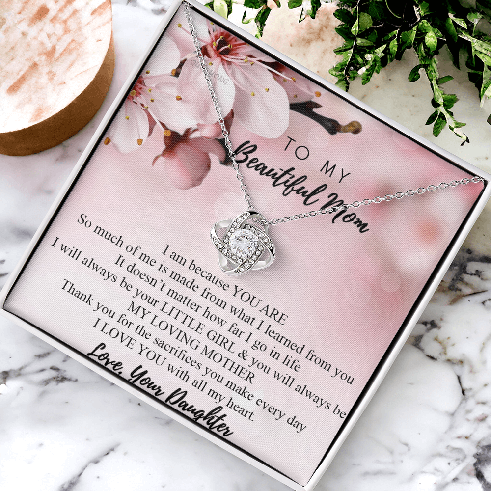 To My Mom Necklace From Daughter, Mother's Day Jewelry For Mom, Mother, Mother In law, Loving Mother Gift Necklace, Unique Moms Gift Ideas, Beautiful Mom Gift Love Knot Necklace On Mothers Day