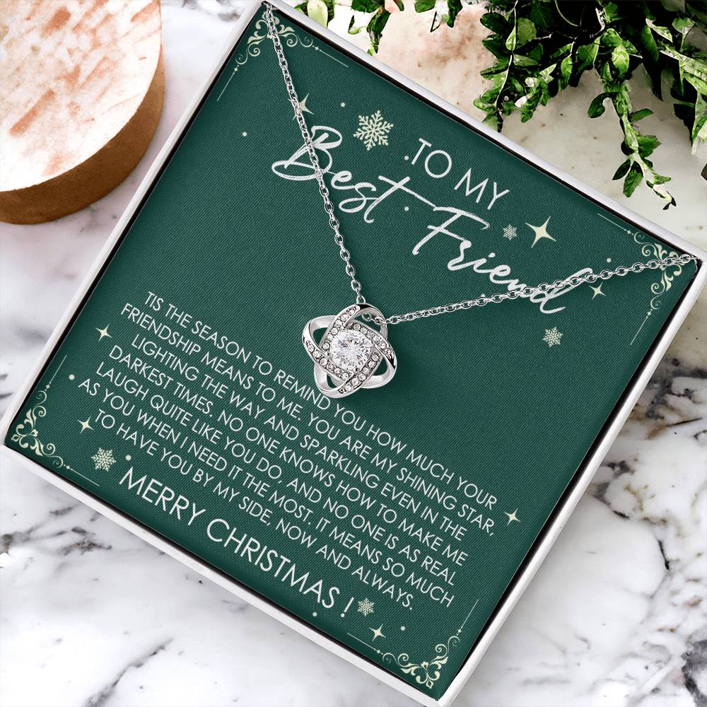 To My Best Friend Love Knot Necklace From Friend, Jewelry Gift For Friend, Merry Chirstmas Necklace Gift For Friend, BFF Gift Necklace, Best Friend Gift Necklace On Birthday, Anniversary, Christmas