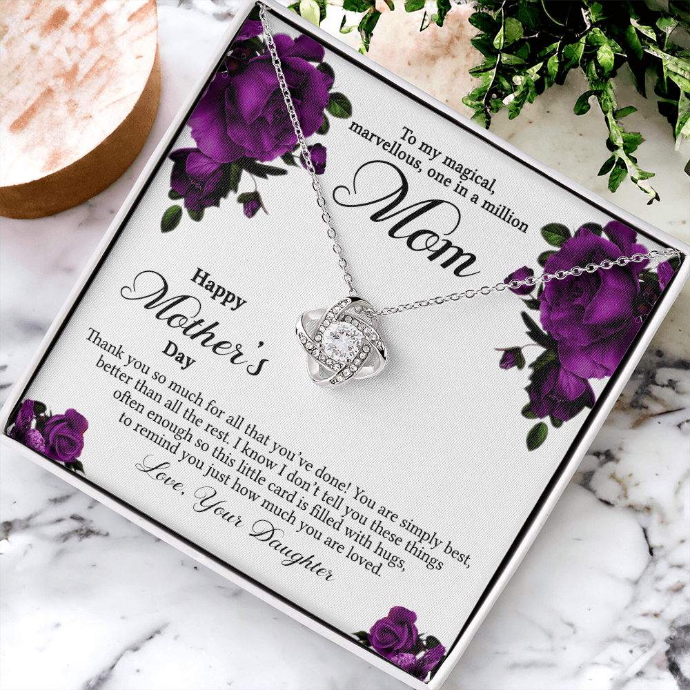 To My Mom Necklace From Daughter, Happy Mother's Day Necklace Gift For Women, Jewelry For Mom, Thank You Necklace Gift For Mom On Mothers Day, Anniversary, Birthday Mother And Daughter Gift Necklace