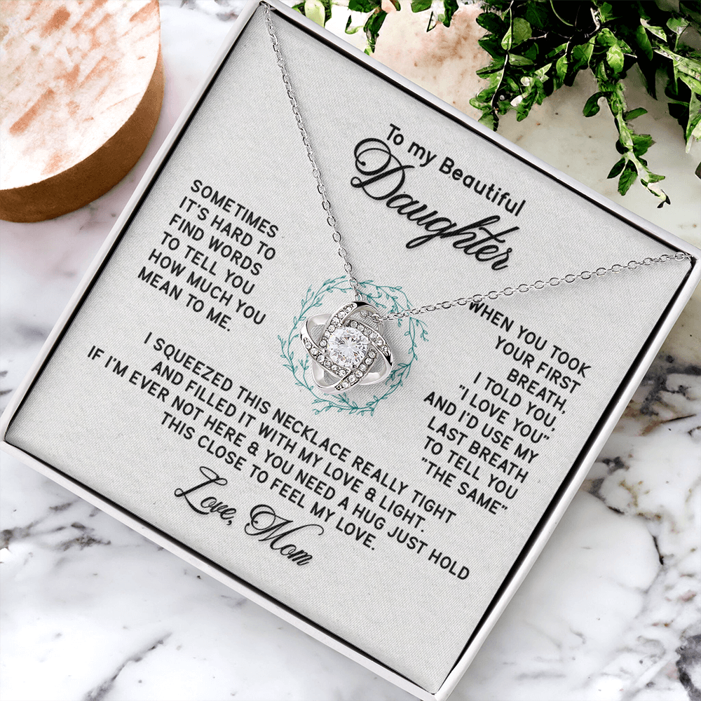 To My Beautiful Daughter Gift Necklace From Mom Forever Love Daughter Birthday Grown Up I Squeezed This Necklace Really Tight Necklace For Daughter, Mother And Daughter Gift Jewelry For Girls Women