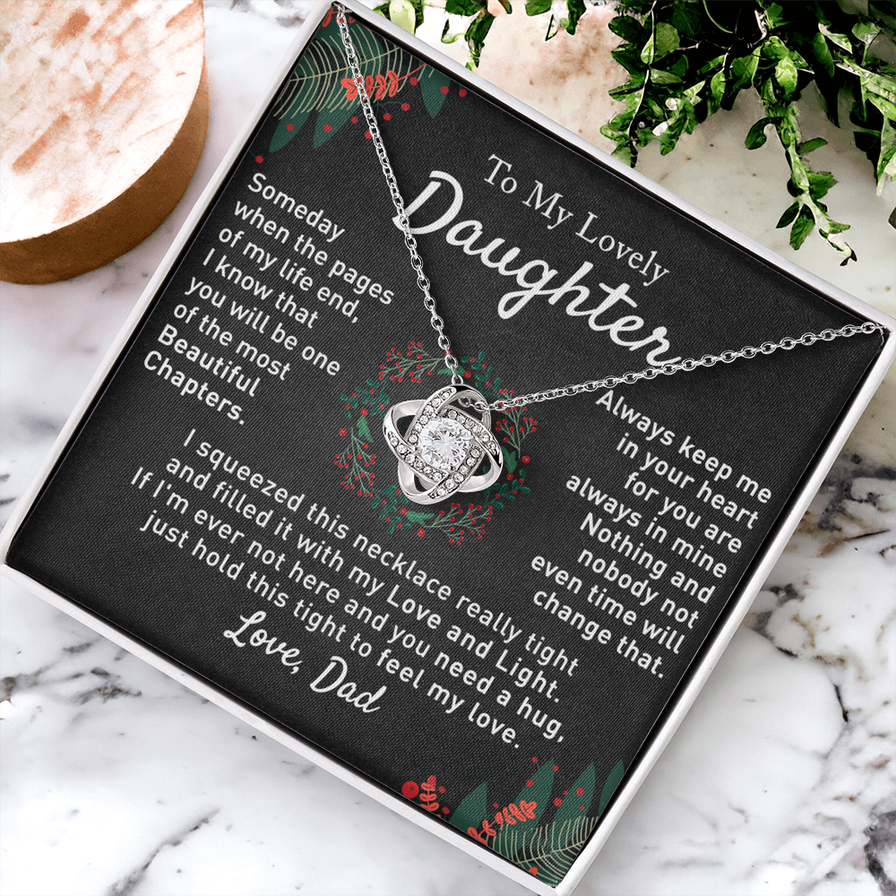 To My Beautiful Daughter Love Knot Necklace, Gift For From Mom, Necklace Daughters Necklaces Mom With Jewelry Women Mother A Necklaces Beautiful Daughter, Mother And Daughter Necklace Gift For Girl