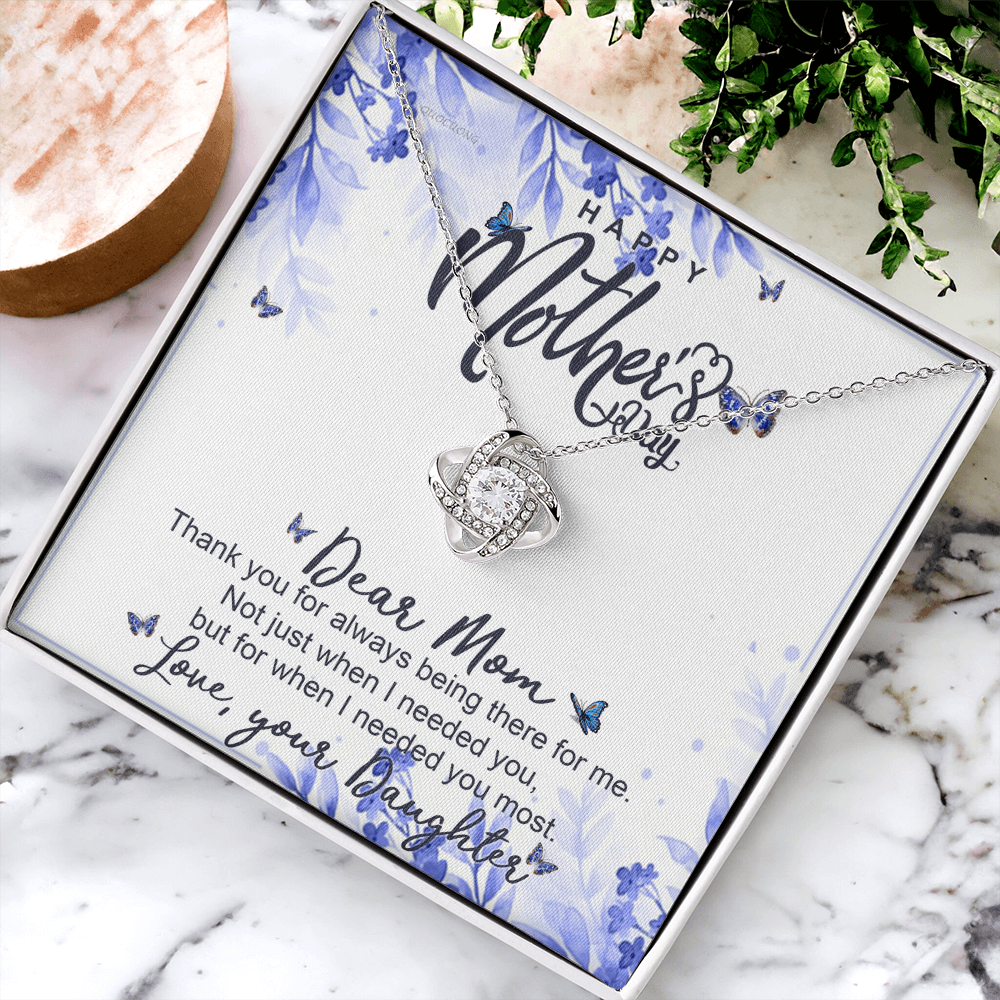 Happy Mother Day Necklace Gift For Mom, Dear Mom Necklace From Daughter, To My Mom Love Knot Necklace Gift On Mothers Day, Anniversary, Christmas Birthday Gifts, Jewelry Gift For Mom, Women