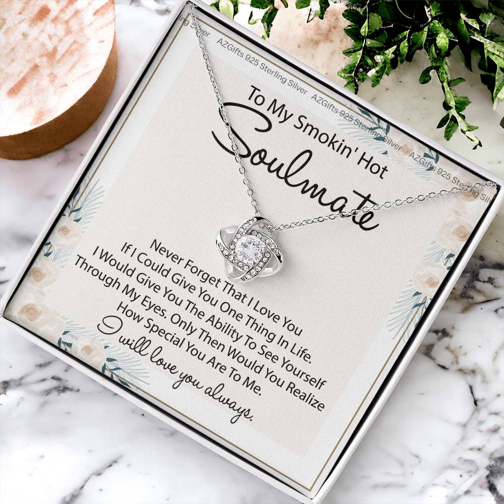 To My Smokin Hot Soulmate Necklace Gift From Husband Boyfriend, Birthday Necklace For Wife, Smokin Hot Gift Necklace for Her Romantic, Girlfriend Gift Necklace Smokin Hot Soulmate Message Card