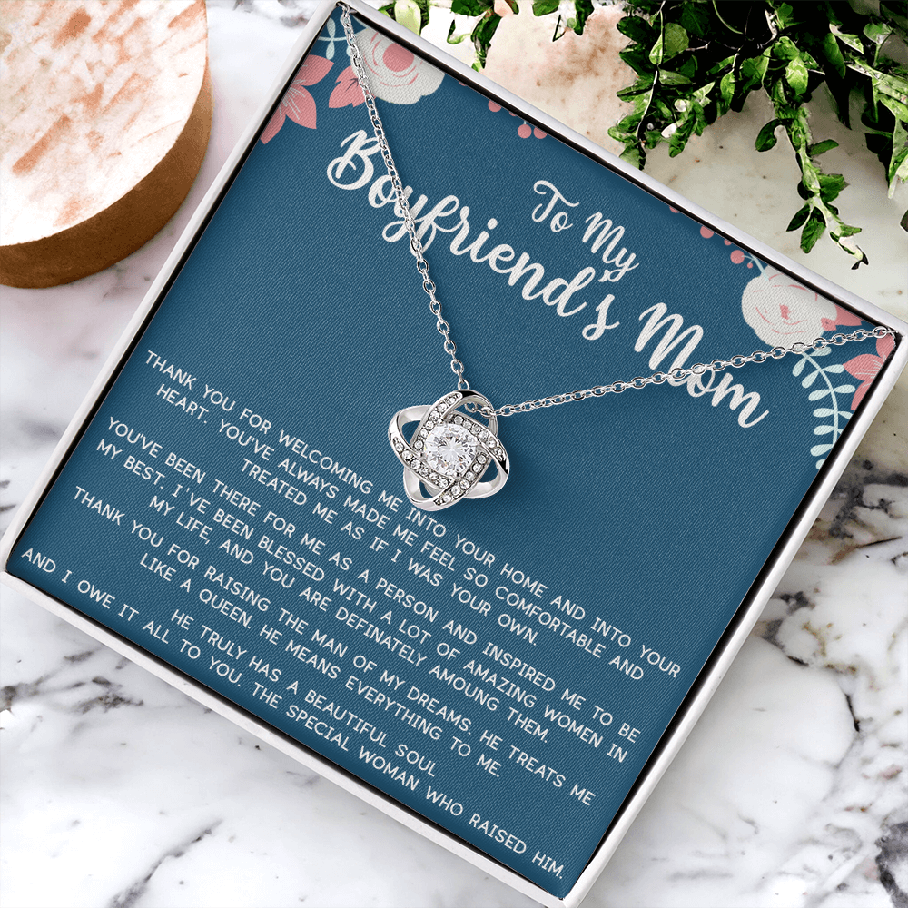 To My Boyfriend's Mom Gift Necklace, Mothers Day Necklace For Boyfriends Mom From Girlfriend, Presents for Mom Necklace for Women, Love Knot Necklace Gift For Boyfriend's Mom From Girlfriends mom