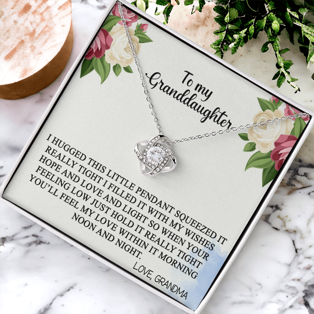 Love Knot Necklace Granddaughter Gifts From Grandma Grandpa - Granddaughter Necklace Card Message Gifts With Message Card and Gift Box On Graduation Gift Birthday Gift Christmas Inspirational Quotes