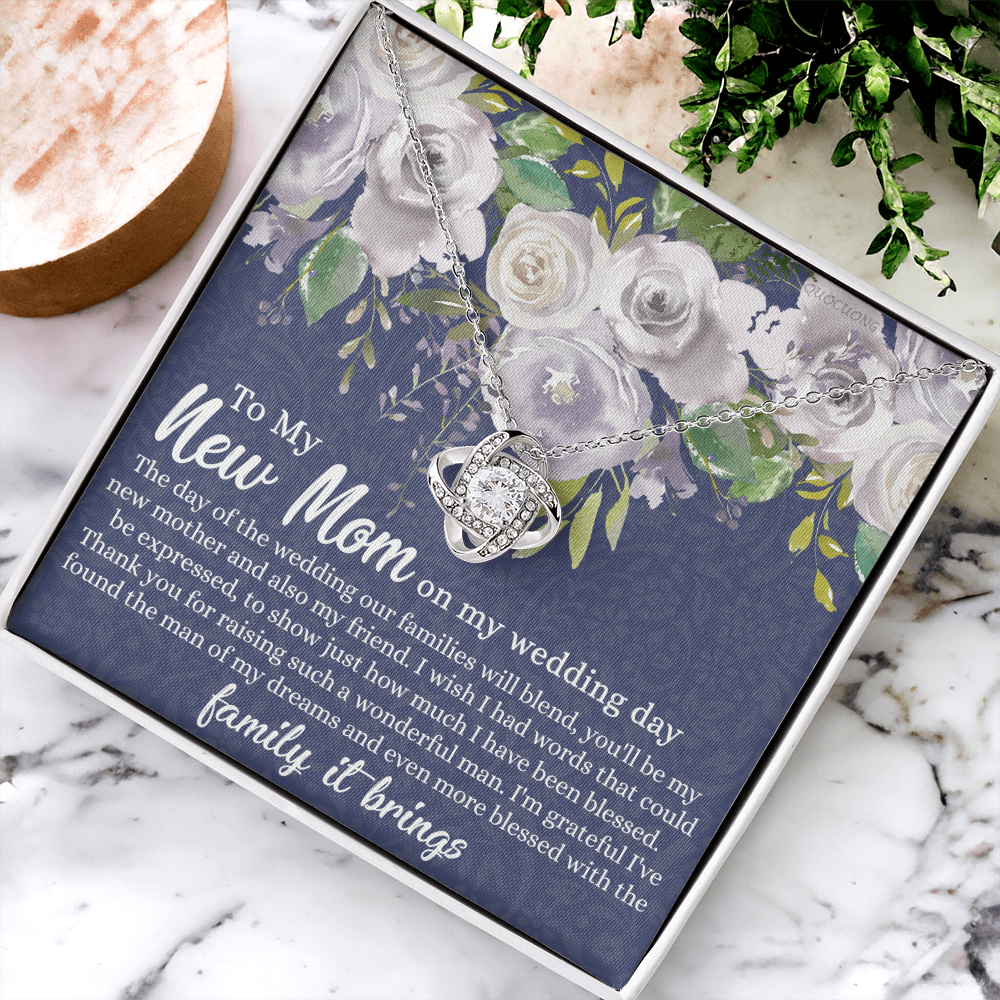 New Mom Necklace - To My New Mom Love Knot Necklace Gift From Daughter, My Wedding Day Necklace Gift For Mom, Wedding Mom Gift Necklace From Daughter, New Mom On My Wedding Day Gift Necklace For Mom