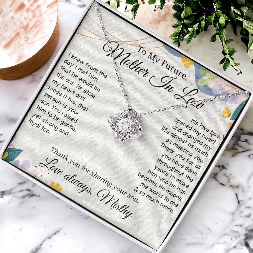To My Future Mother In Law Necklace, To My Mother In Law Love Knot Necklace Gift From Son, Personalized Gift Necklace for Mother-In-Law From Son, Wedding Gift Necklace Bride Groom To Mother In Law