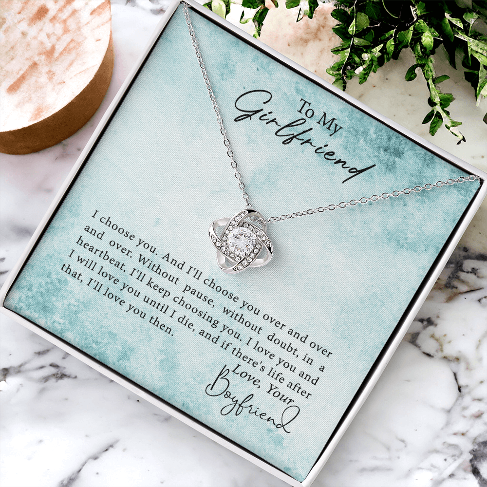 To My Girlfriend Necklace From Boyfriend, Husband, Gift Necklace For Girlfriend I Love You Then - Love Knot Pendant Gift For Girlfriend, Soulmate Necklace To Girlfriend Jewelry Gift For Girls