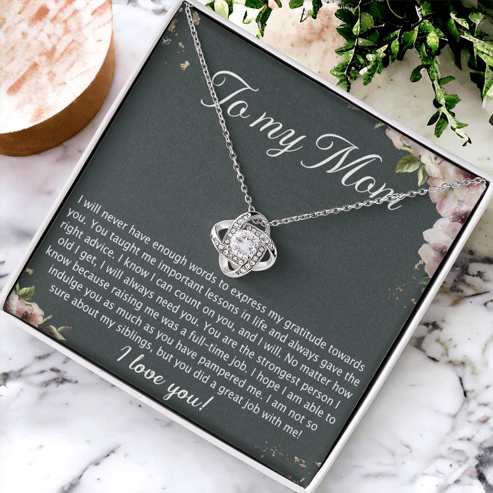 To My Mom Love Knot Necklace From Daughter, No Matter Necklace Gift For Mom, Daughter And Mother Love Knot Pendant Gift For Mom, Jewelry Gift For Women, Mom Gift Necklace, Daughter To Mom Pendant Love Knot Necklace 6323