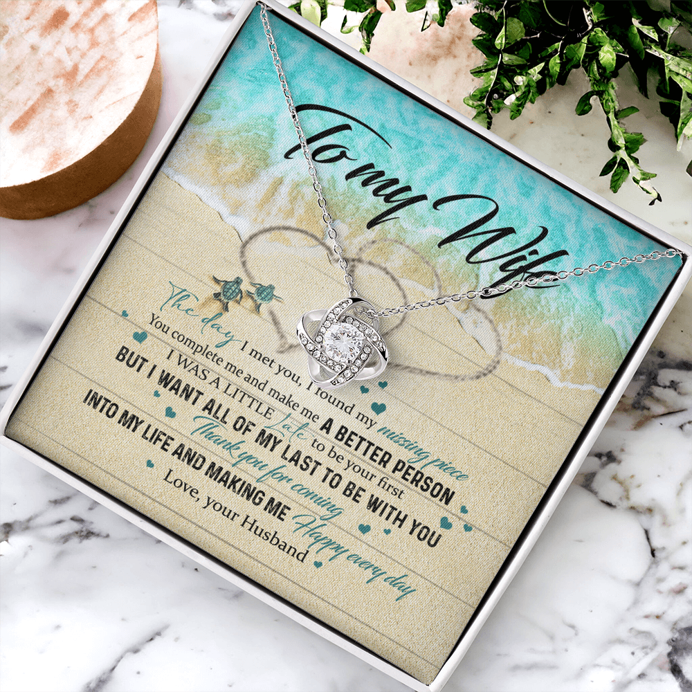 To My Wife Necklace From Husband Happy Every Day Necklace Gift For Wife, Wife Gift Necklace, Husband To Wife Gift Love Knot Pendant Gift From Men Jewelry Gift For Women, Soulmate Gift Pendant