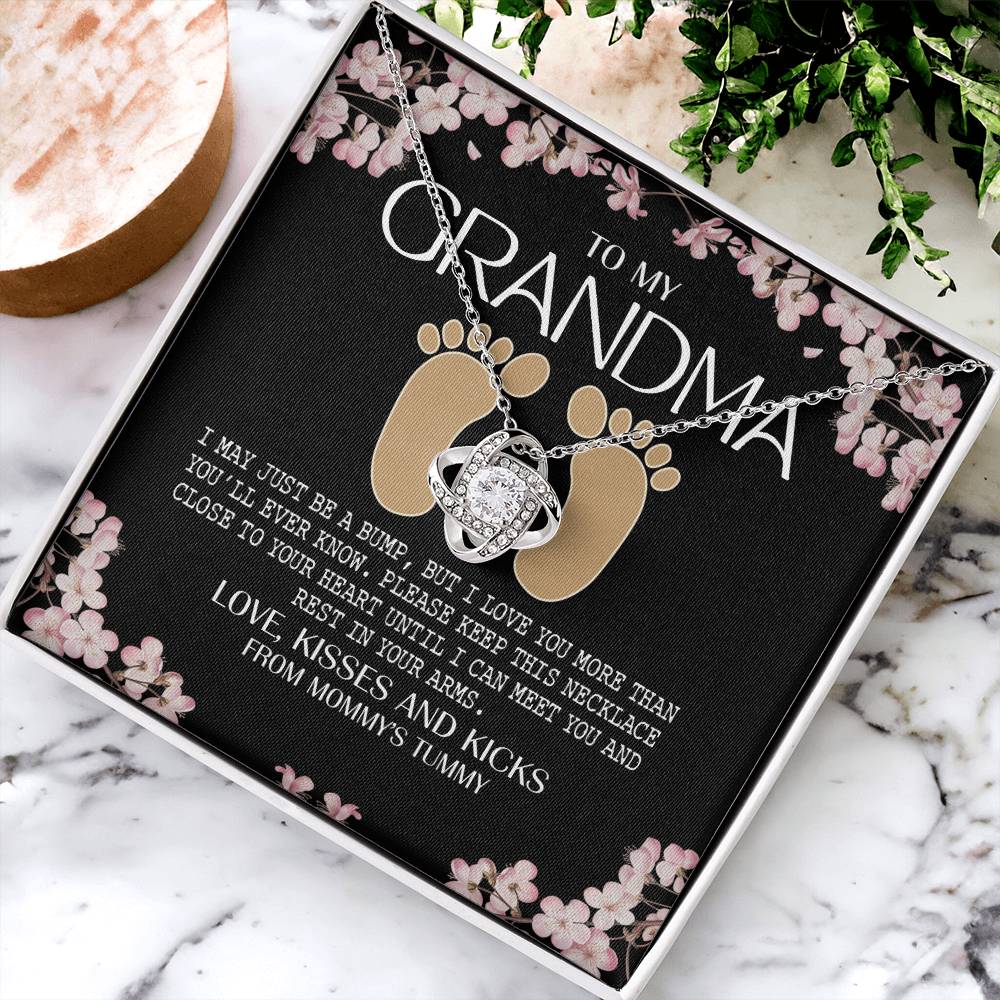 Jewelry Gift for Women, Grandma - To My Grandma Love Knot Necklace From Mommy's Tummy, Grandma And Granddaughter Gift Necklace, This Necklace Close To Your Heart Pendant, My Grandma Gift Necklace