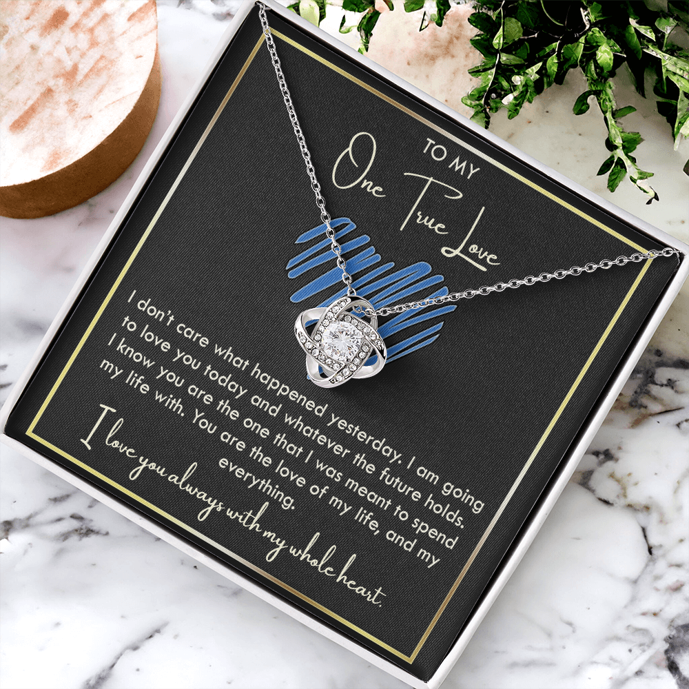 To My Girlfriend Necklace From Boyfriend, Husband, To My One True Love Knot Necklace With Message Card, Gift Necklace For Soulmate, Wife On Valentine s Day Gift For Wife, Soulmate Birthday Gift