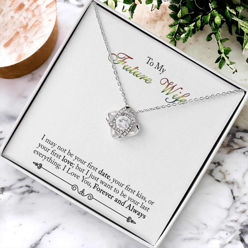To My Future Wife Necklace Love Knot Necklace For Wife, Girlfriend With Box And Message Card, Soulmate Gifts, Necklace For Her From Boyfriend, Jewelry Gift For Bride Fiance, One Year Anniversary