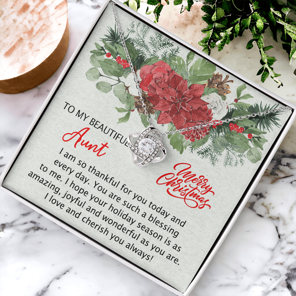 To My Beautiful Aunt Christmas Necklace Gift for Aunt from Niece Personalized Aunt Necklace Gift Merry Christmas Day Gift for Aunt Necklace for Aunt from Niece Love Knot Necklace