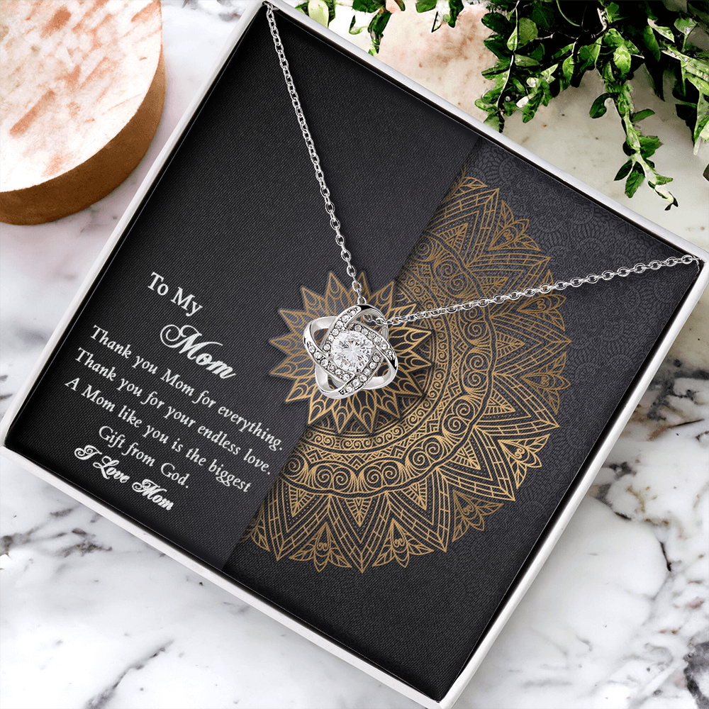 Thank you Mom Necklace from Daughter Gift for Mother's Birthday Xmas Present