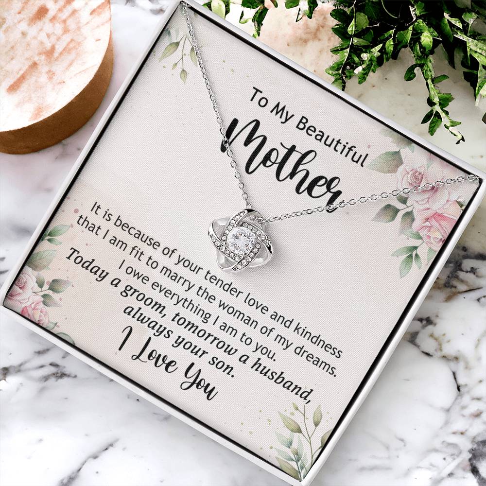 To My Beautiful Mother Necklace, The Love Knot Necklace Gift For Mom, Mother, Bonus Mom Gift Necklace, Beautiful Mom Gift Necklace From Son, Love Always Your Son Necklace Gift For Mother, Mom Gift