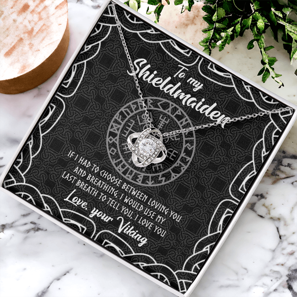 Shieldmaiden Necklace From Your Viking, The Love Knot Necklace To My Shieldmaiden Gift Love Your Viking Necklace, Wife Gift Pendant, Anniversary Birthday For Girlfriend, Wife Jewelry Gift For Women