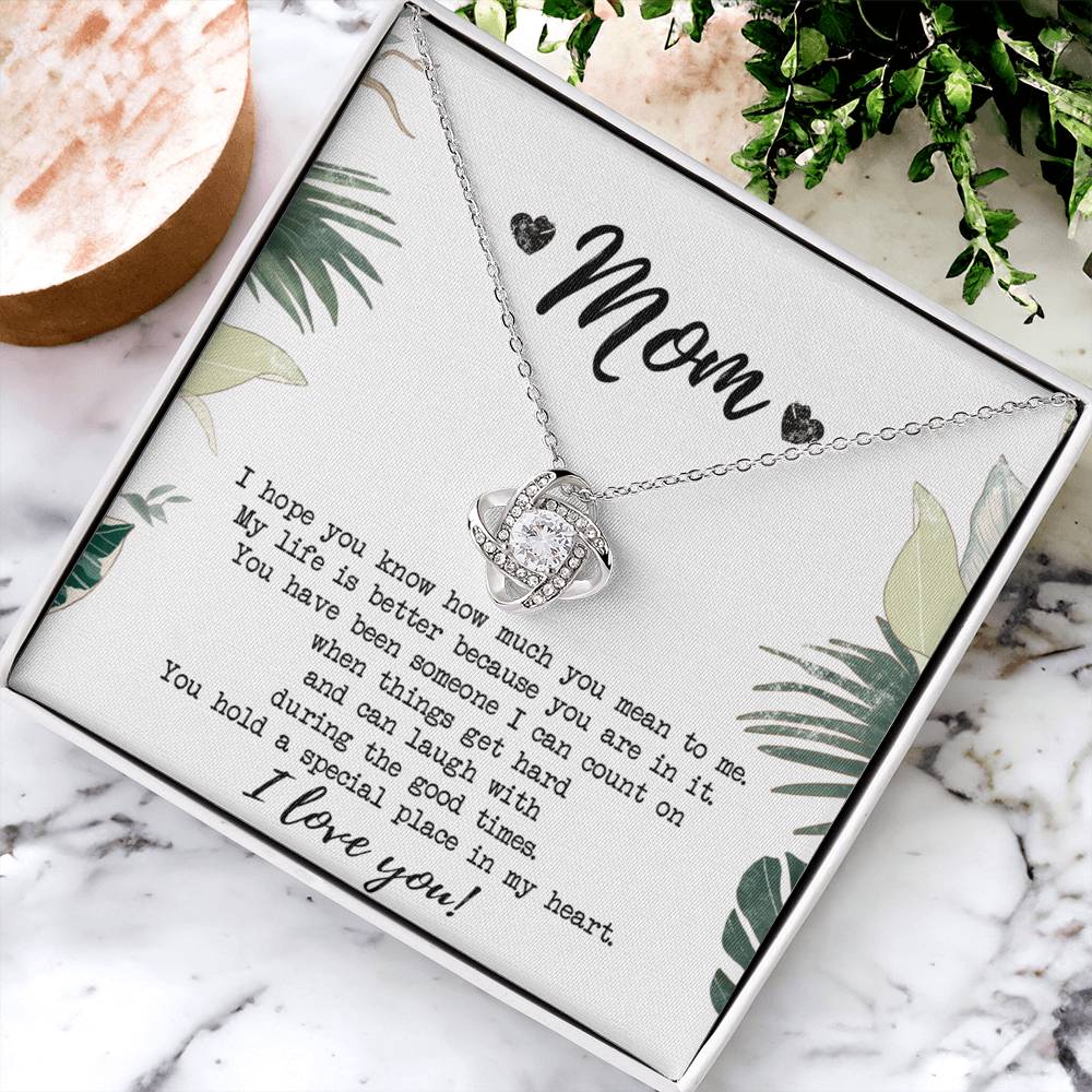 Mothers Day Necklace Gift, Gift Necklace for Mom, To My Mom Love Knot Necklace From Daughter, Mother And Daughter Gift Necklace, Jewelry Gift For Women, Mother Gift Necklace I Love You Love Knot Necklace 6323