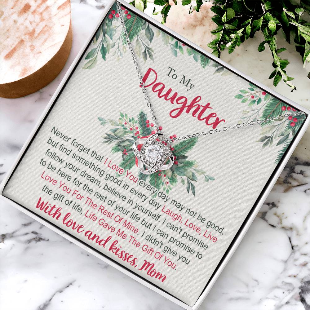 To My Daughter Gifts Necklace From Mom for Christmas Daughter's Graduation Gifts for Her, Mother To Daughter Necklace Christmas Card Pendant Mother And Daughter Jewelry Gift For Girls