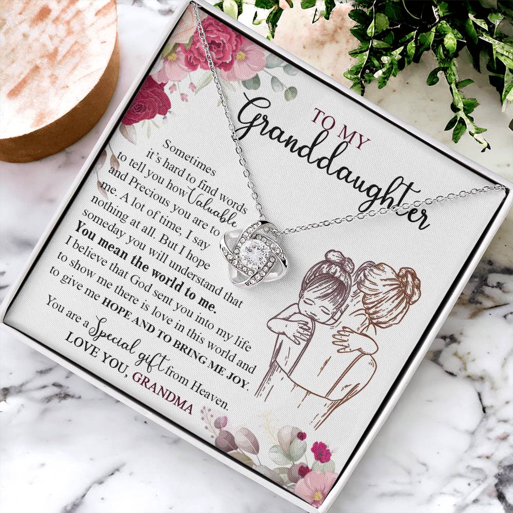Granddaughter And Grandma Necklace, Jewelry Gift Necklace For Granddauhter - To My Granddaughter Necklace From Grandma, Love Knot Necklace For Granddaughter, Special Necklace From Heaven Necklace