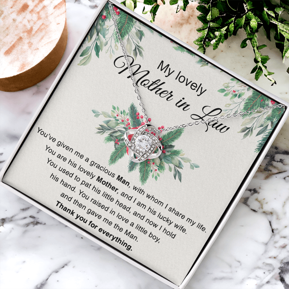 Mother in Law Gift Necklace, To My Lovely Mother In Law Love Knot Necklace From Daughter In Law Thank you For Mom Necklace Jewelry Gift For Women Bonus Mom Gift Necklace, Lovely Mother Gift Necklace