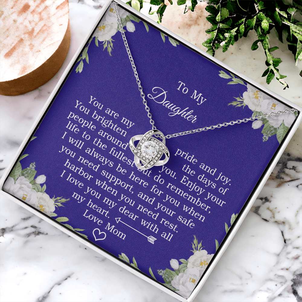 To My Daughter Love Knot Necklace From Mom And Daughter Pendant Gifts For Daughter's From Mother To Daughter Jewelry Gift For Girls, Daughter Necklace Gift From Mother, Daughter To Mom Jewelry