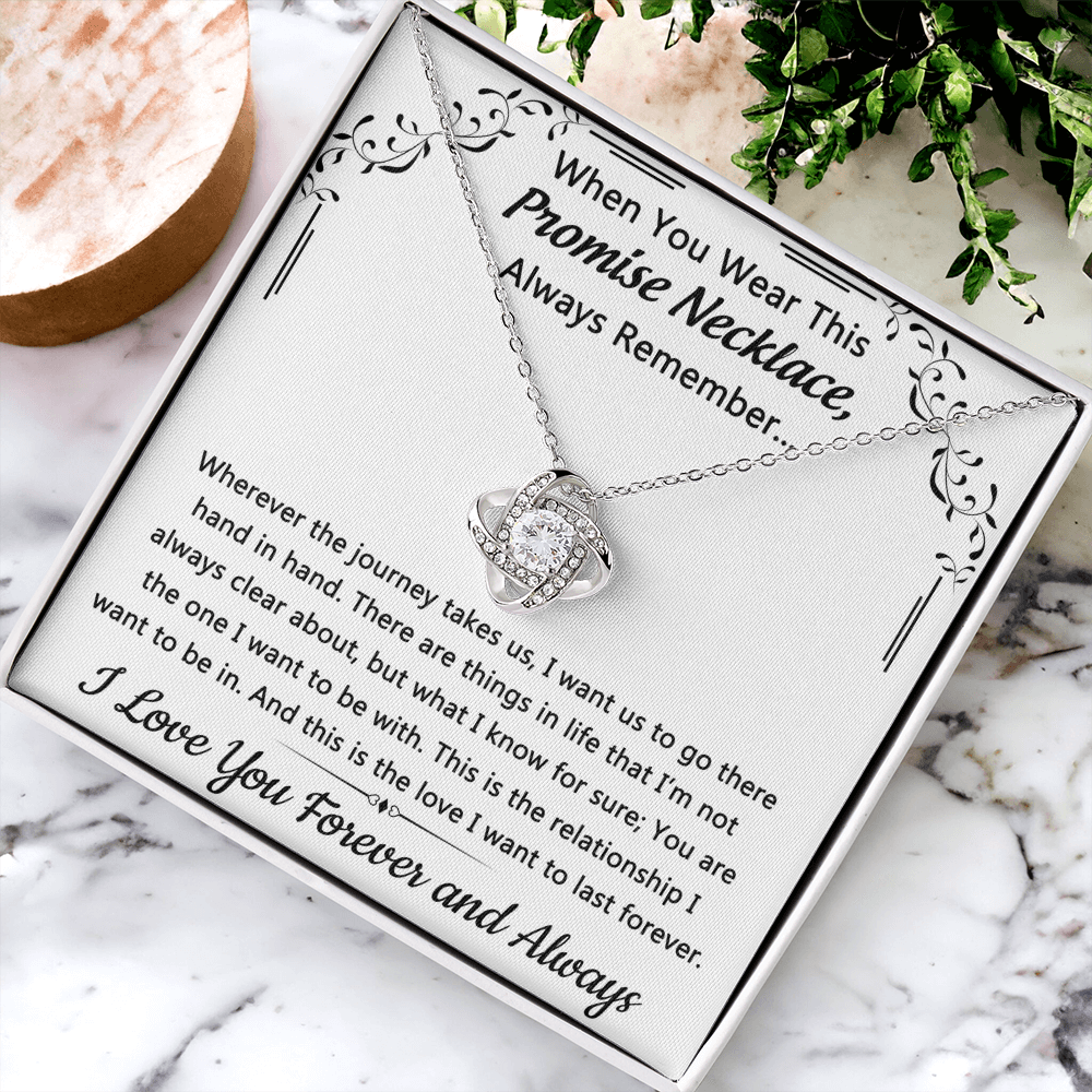 To My Love Promise Necklace From Husband, Boyfriend, Soulmate Love Knot Necklace with Message Card and Gift Box, Gift Necklace for Her Romantic, Girlfriend Gifts Forever And Always Necklace