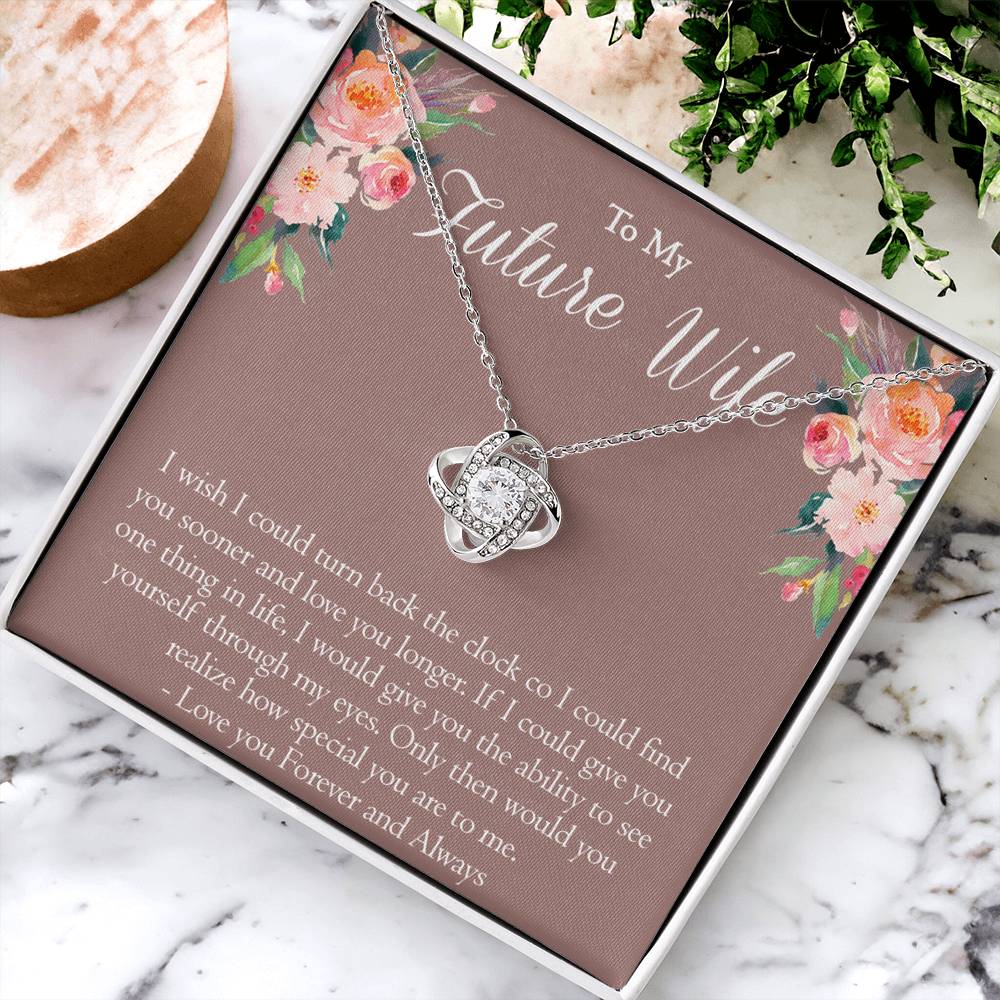 To My Future Wife Necklace From Future Husband, Personalized Gift Necklace for Future Wife, Girlfriend Pendant Jewelry for Fiance Romantic Gifts Necklace For Her, Love Knot Necklace Gift For Wife