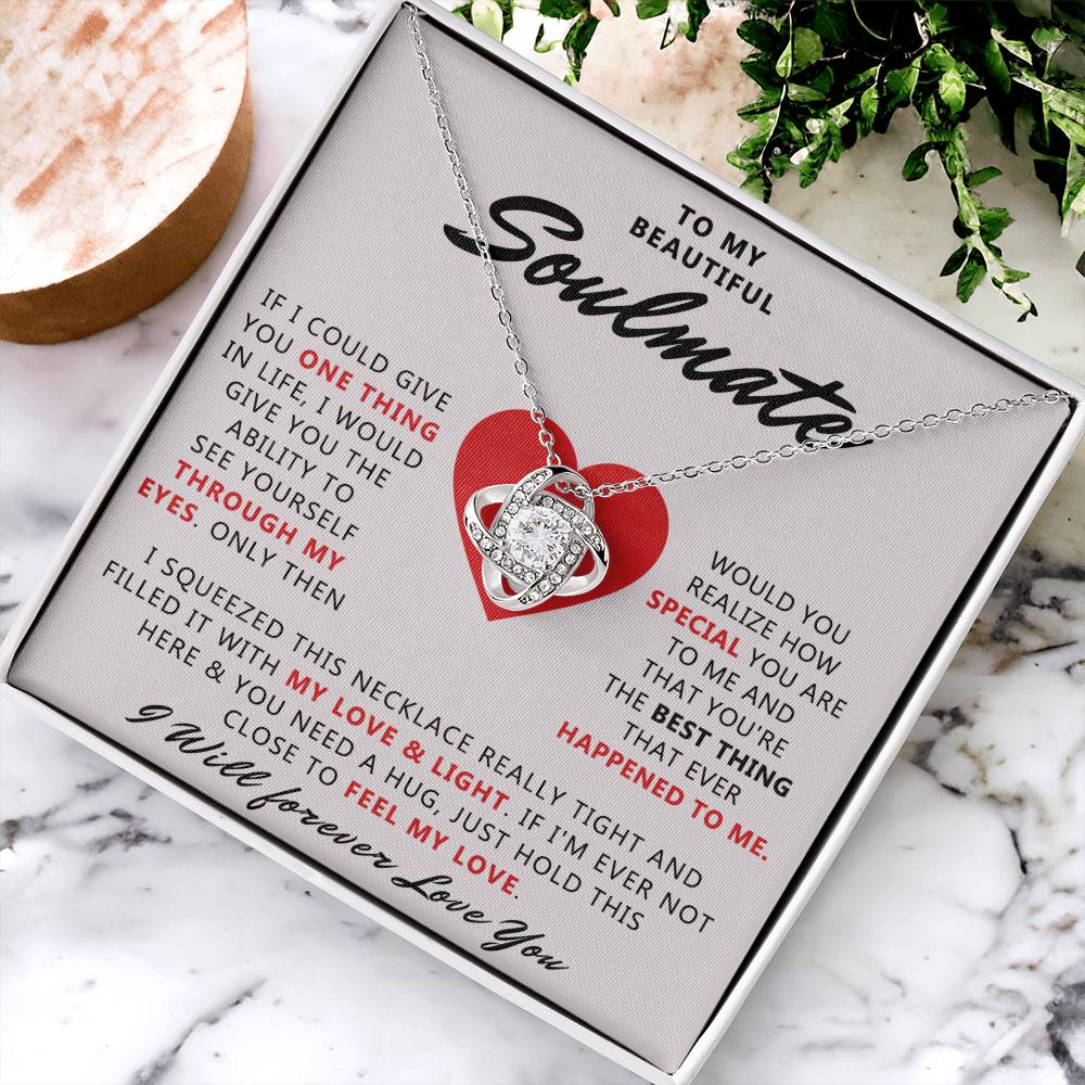 To My Beautiful Soulmate Necklace From Husband, Boyfriend, Anniversary For Wife Necklace, Jewelry Gift For Wife, Soulmate Gift Necklace for Her Romantic, Girlfriend Gifts Necklace Message Card