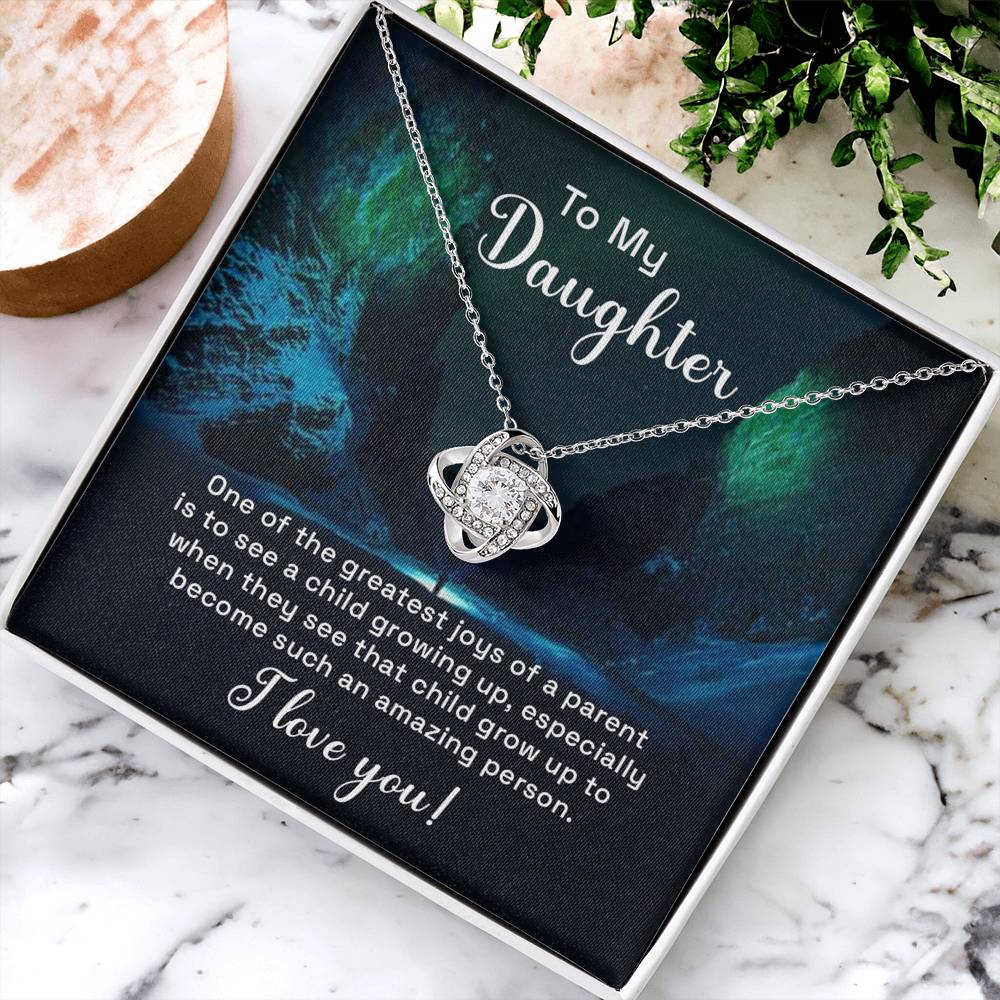 To My Daughter Love Knot Necklace From Parent, Daughter Gift Necklace From Mom, Step Daughter Necklace, Gift Necklace For Stepdaughter, Bonus Daughter Gifts, Step Daughter Gifts Love Knot Necklace